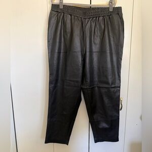 Eloquii Elements Black Tabered Leg Faux Leather Trousers 18W